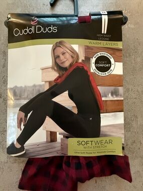 New in package Cuddlduds red and black plaid pants